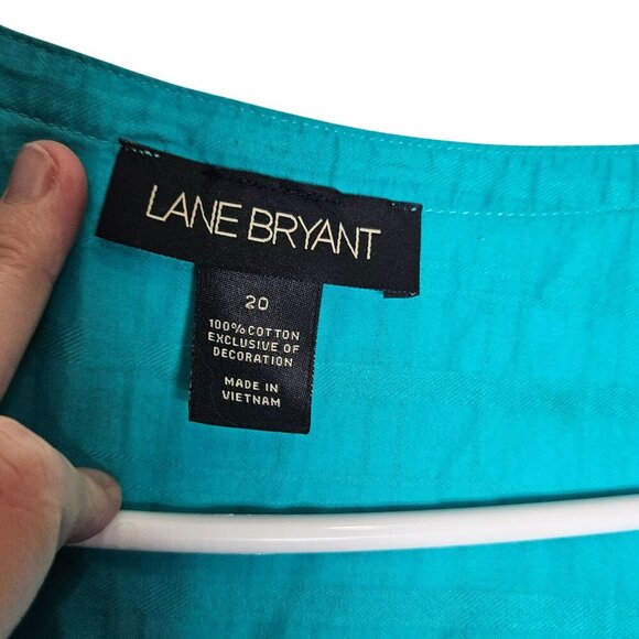 Lane Bryant Womens‎ Turquoise Sleeveless Button-Down Top Size 20 100% Cotton - Picture 3 of 7